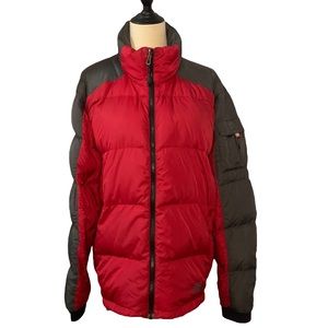 💎THE NOTHFACE VINTAGE RED AND GREY PUFFER JACKET